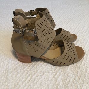 Faux Leather Chunky Heel Adjustable Buckle Sandals